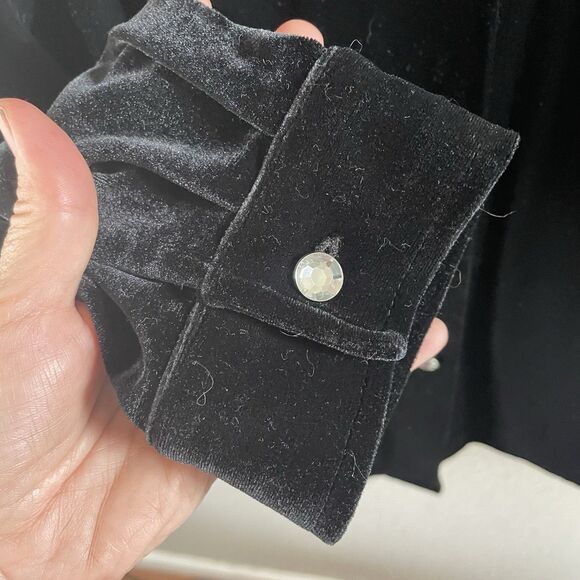 Vtg Quacker Factory Tunic Womens Medium Black Velvet Button Up Whimsigoth Fairy - Picture 5 of 9